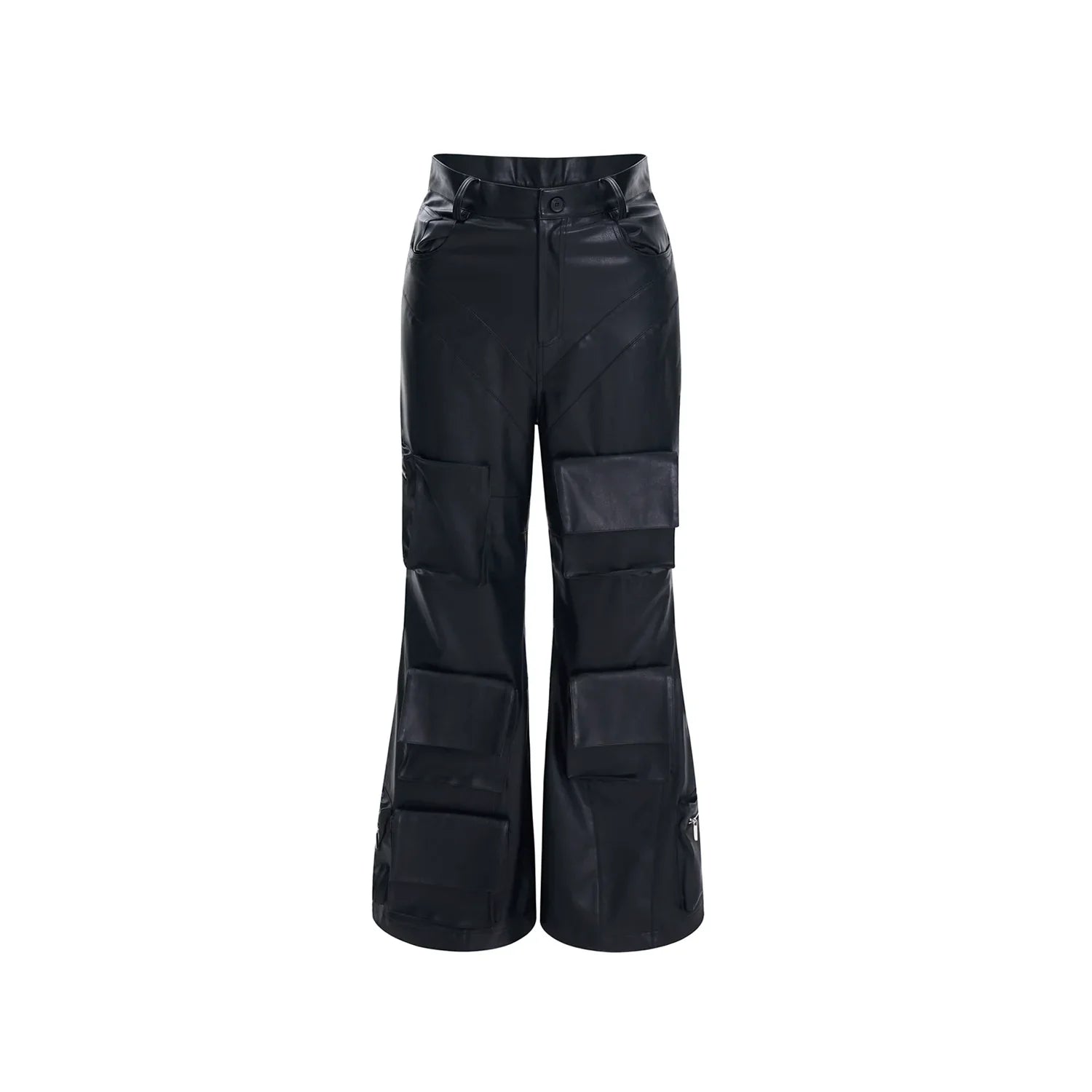 Black Cargo Pants with Fabric Panel Details