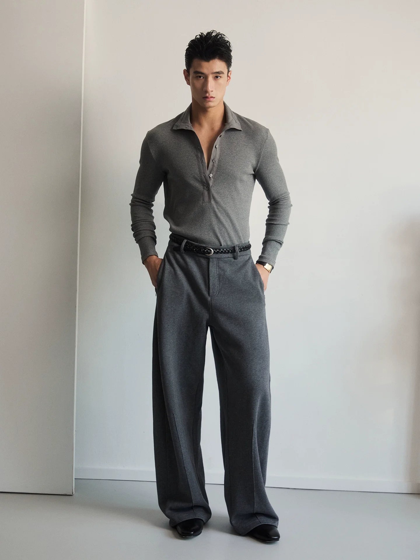 ShadowPlunge Contrast Placket Polo