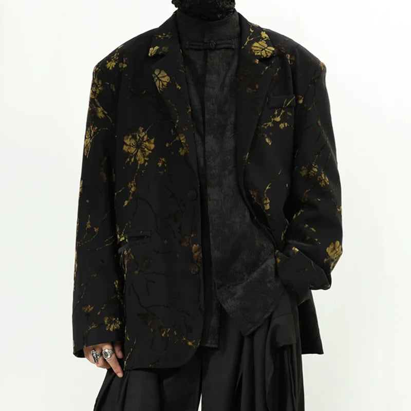 Black Gold Floral Blazer Jacket