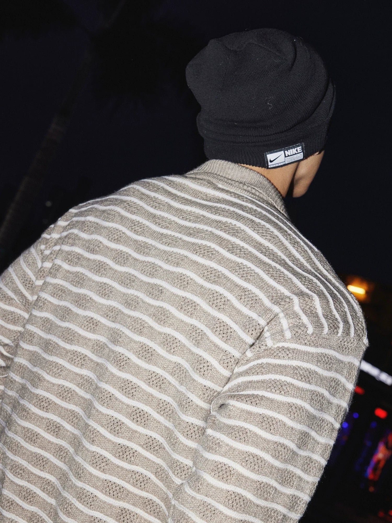 Monochrome Wave Knit Rugby Shirt