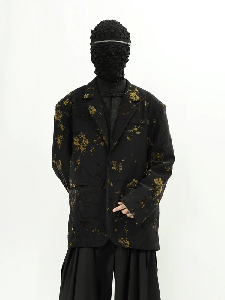 Black Gold Floral Blazer Jacket