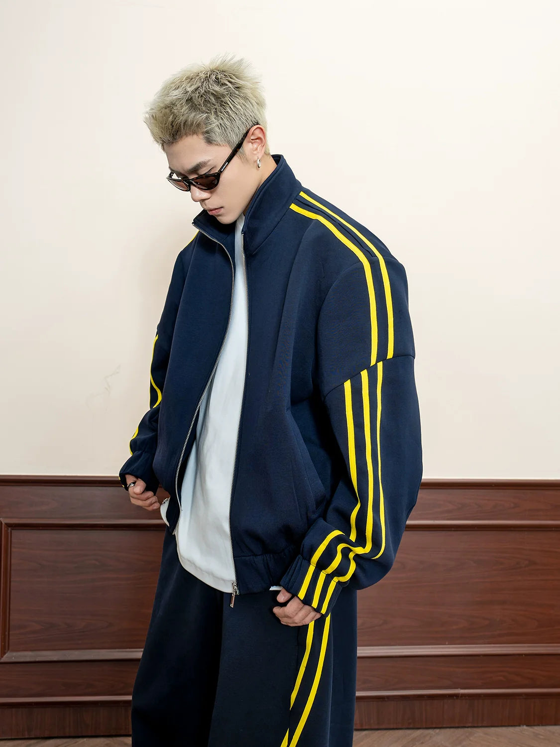 Navy Yellow Stripe Track Suit