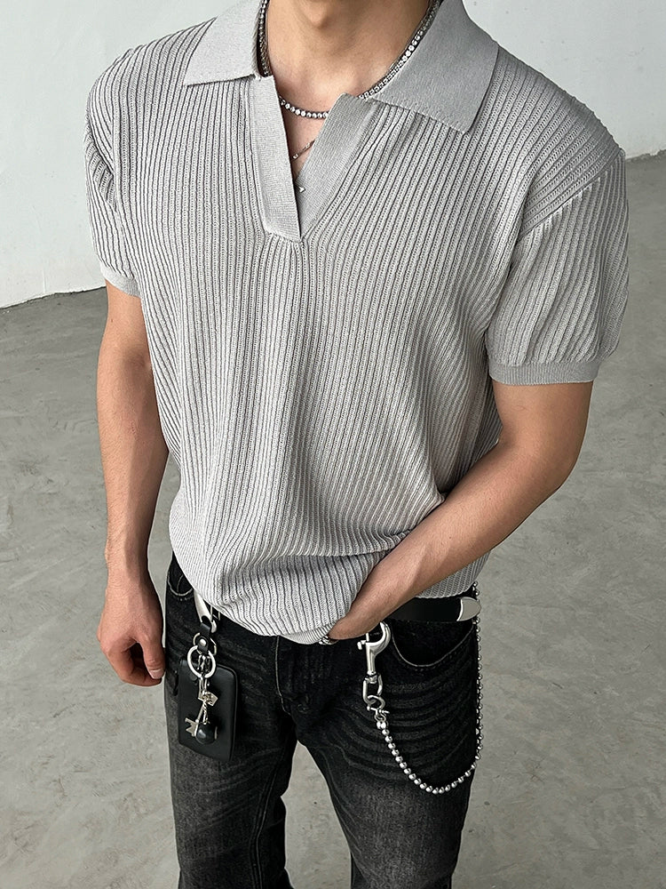 Noir Ridge Knit Polo Shirt