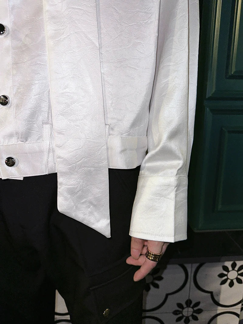 Glossy Tie Neck Shirt