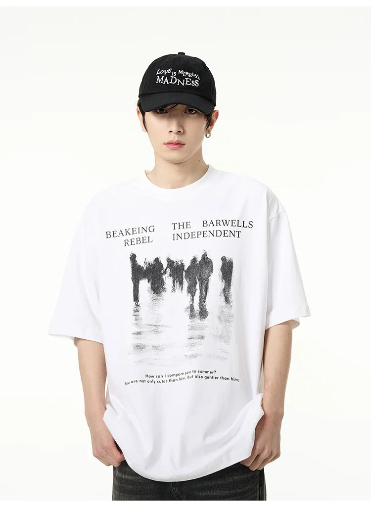 Oversized Crowd Graphic T-Shirt