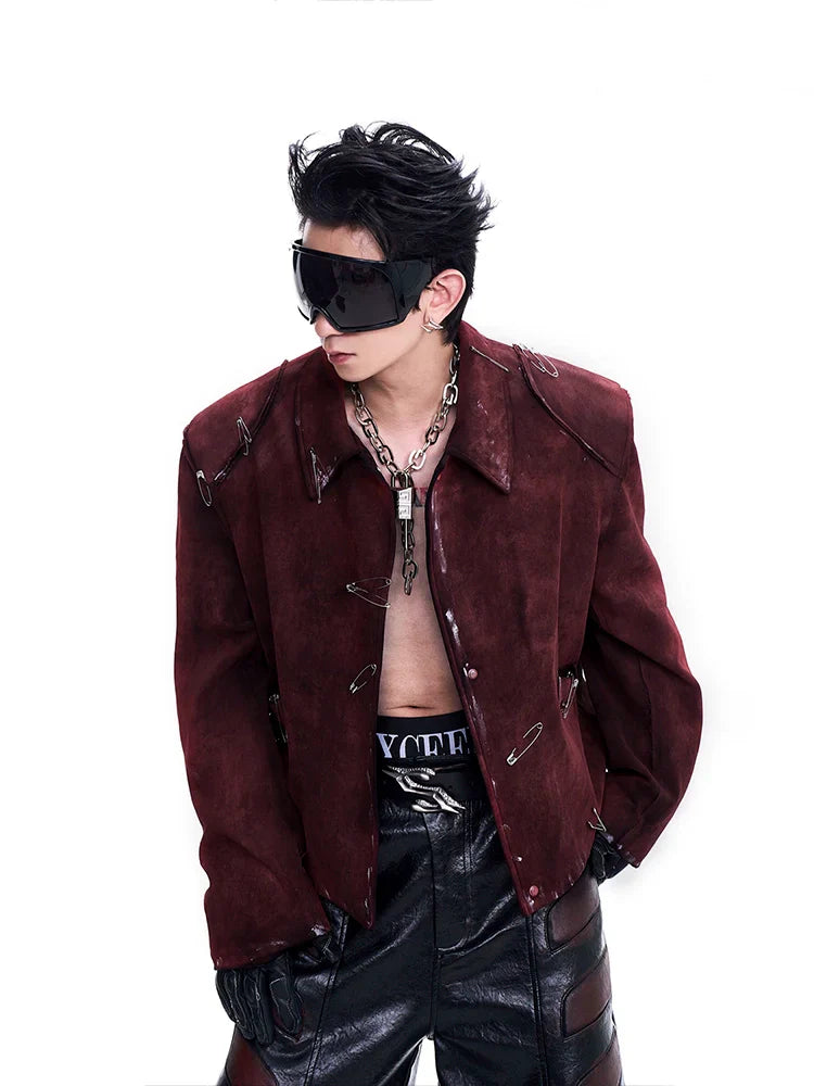 세이프티 핀 버건디 재킷