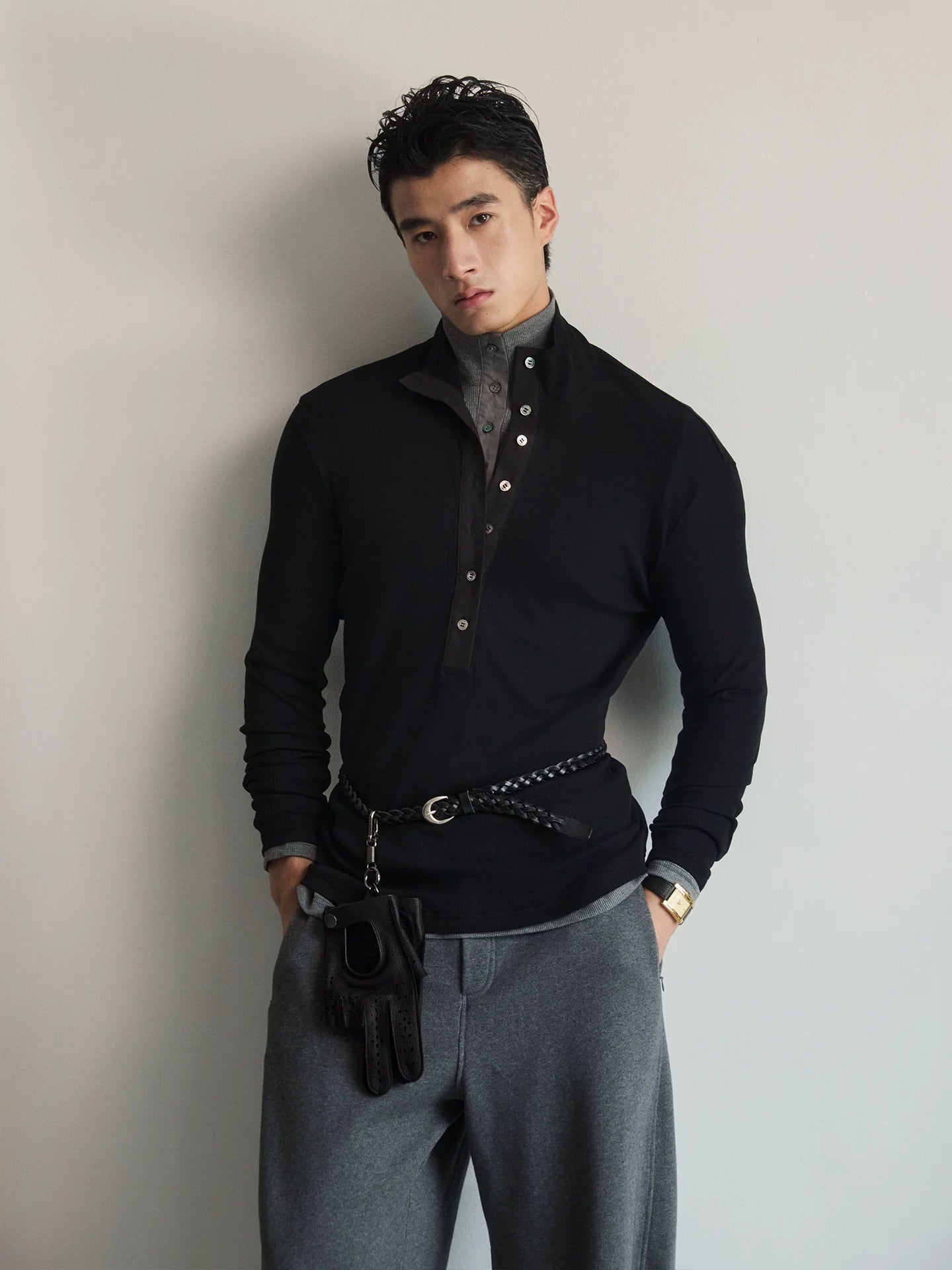 ShadowPlunge Contrast Placket Polo