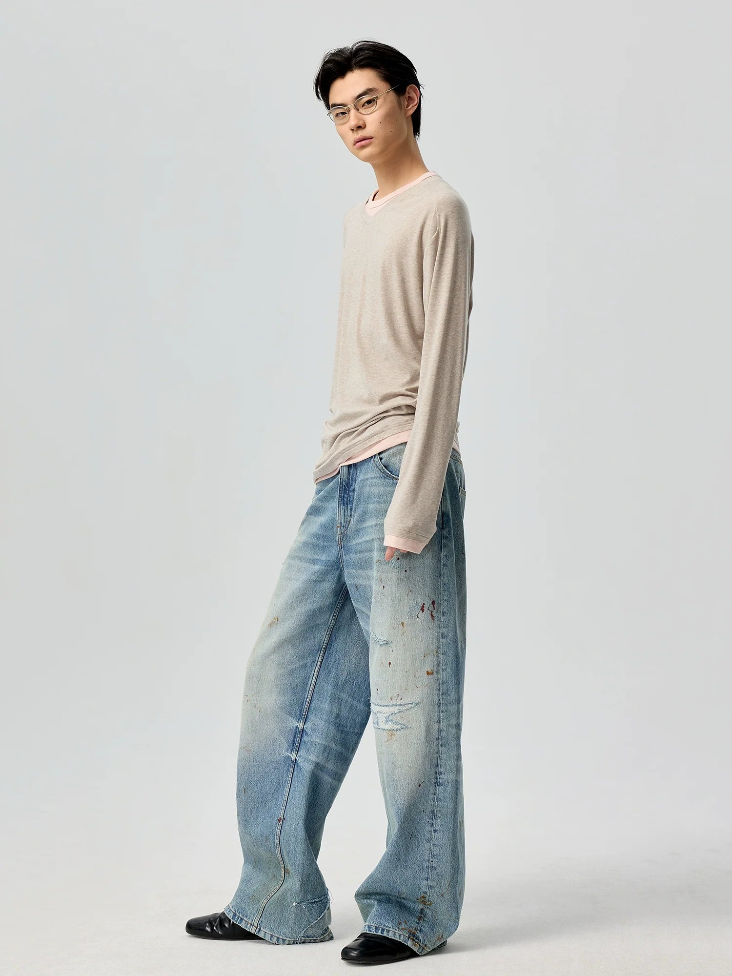 Painted Relic Wide Leg Jeans