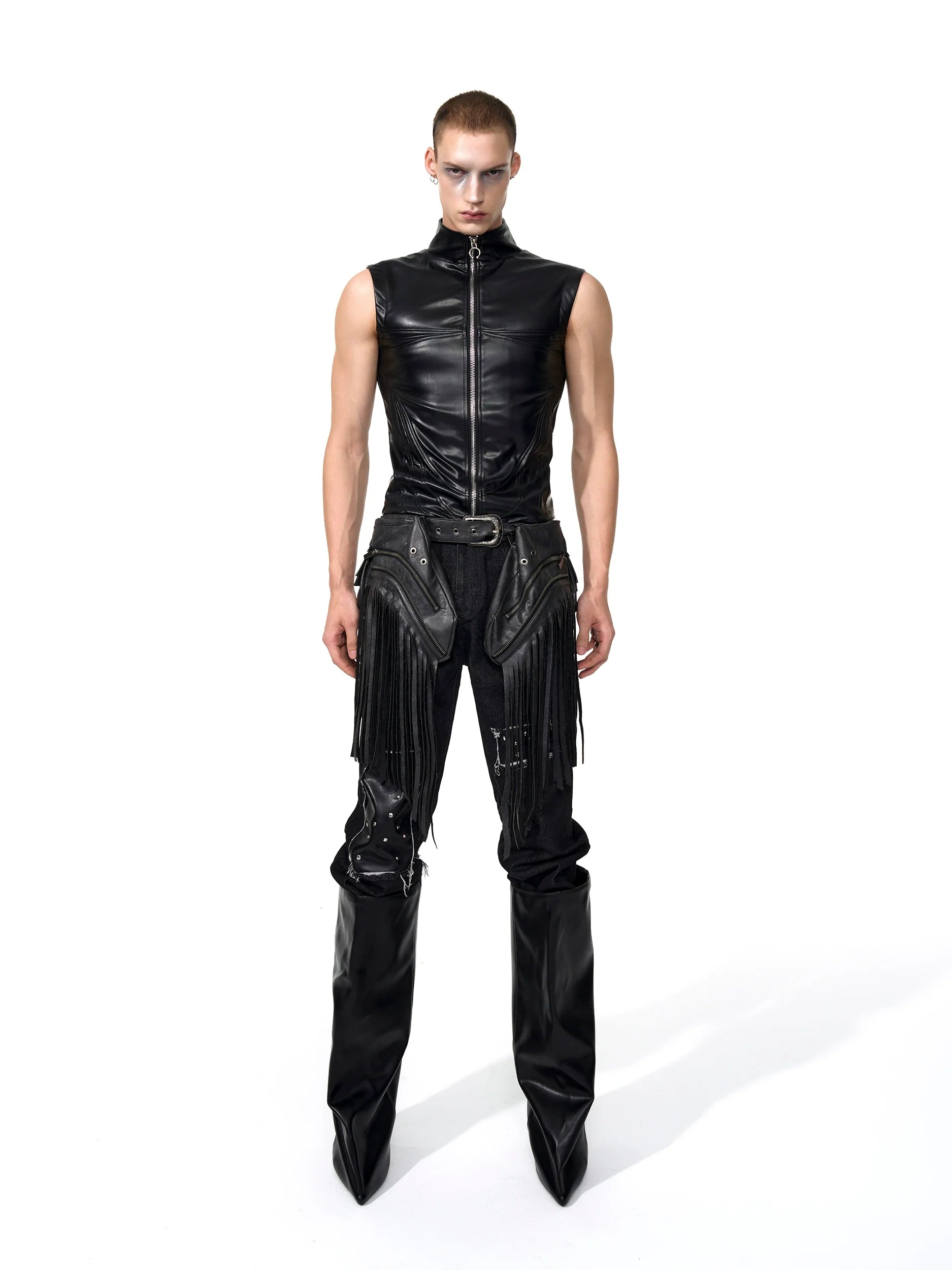 Sleeveless Black Sheer Panel Top