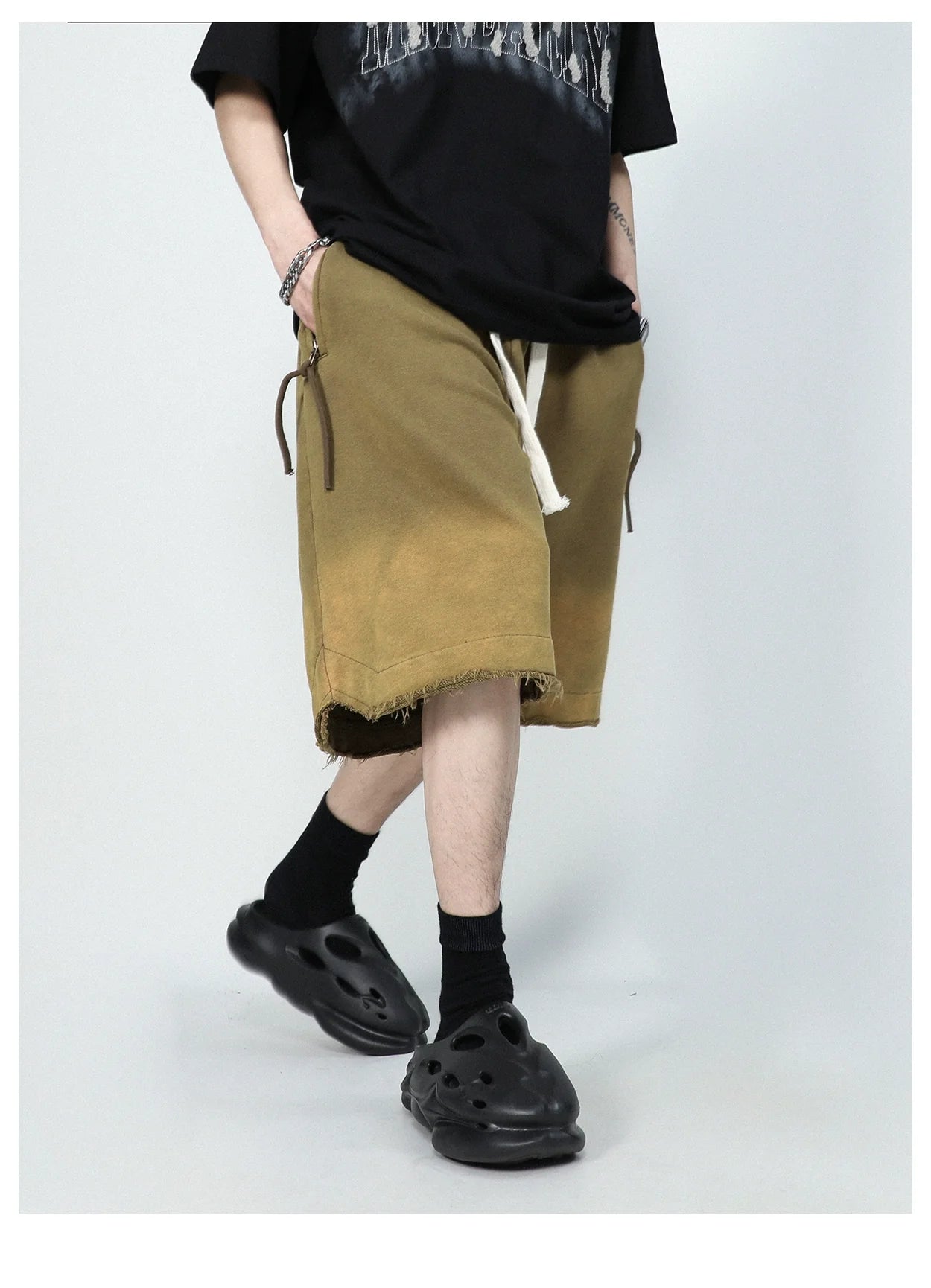 Raw Edge Fade Sweat Shorts