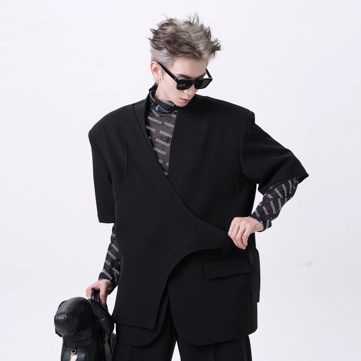 Asymmetric Short Sleeve Coat & Trouser Setup