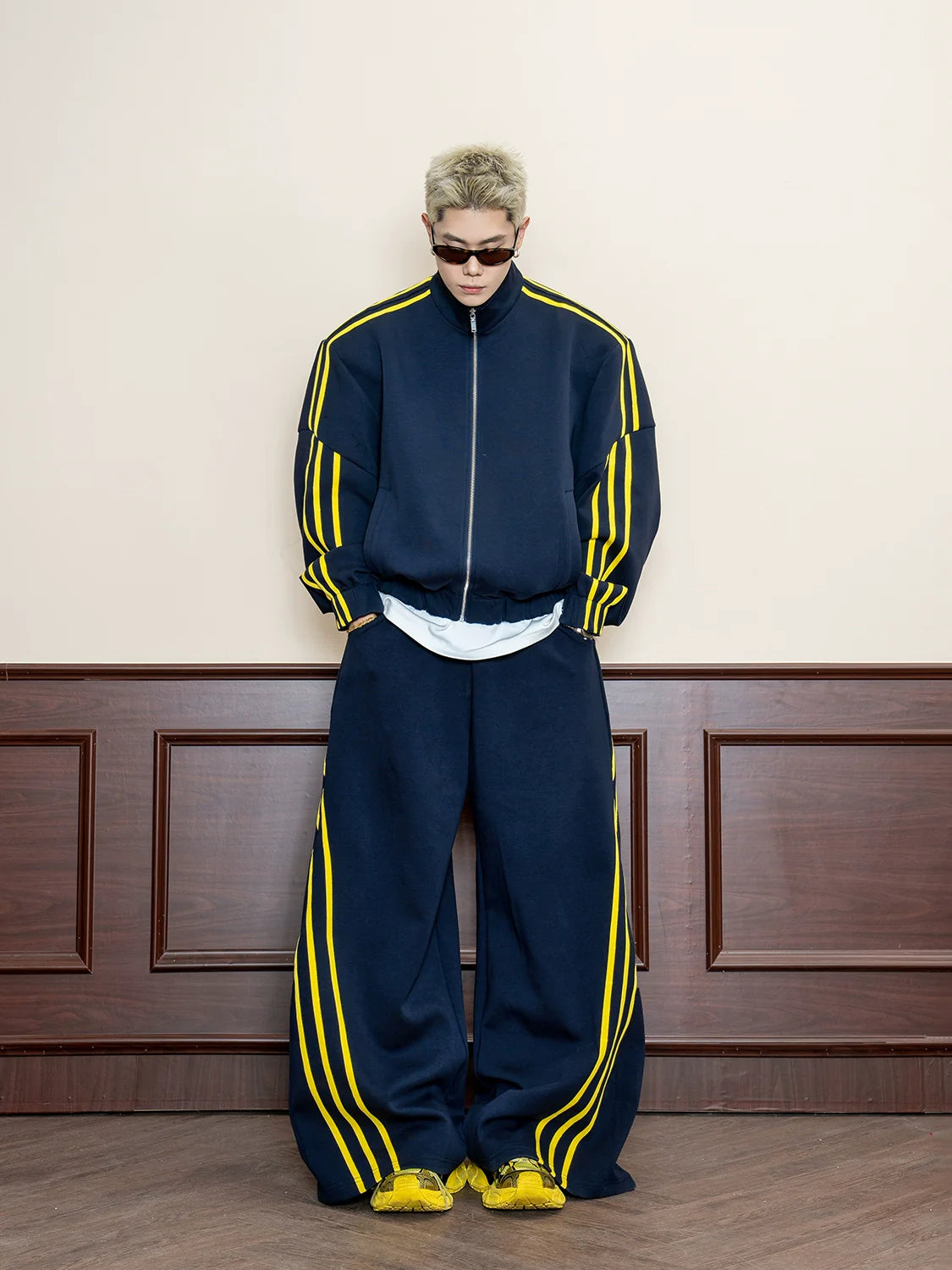 Navy Yellow Stripe Track Suit
