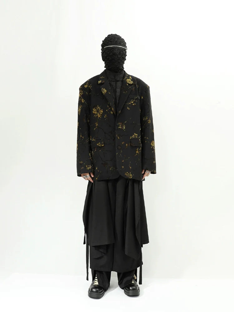 Black Gold Floral Blazer Jacket
