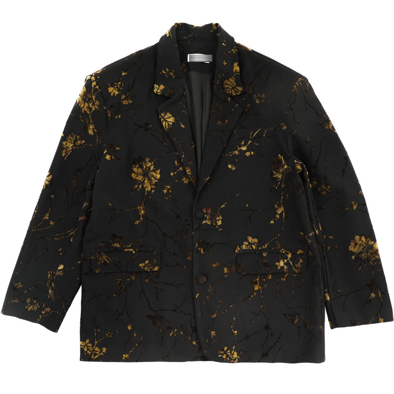 Black Gold Floral Blazer Jacket