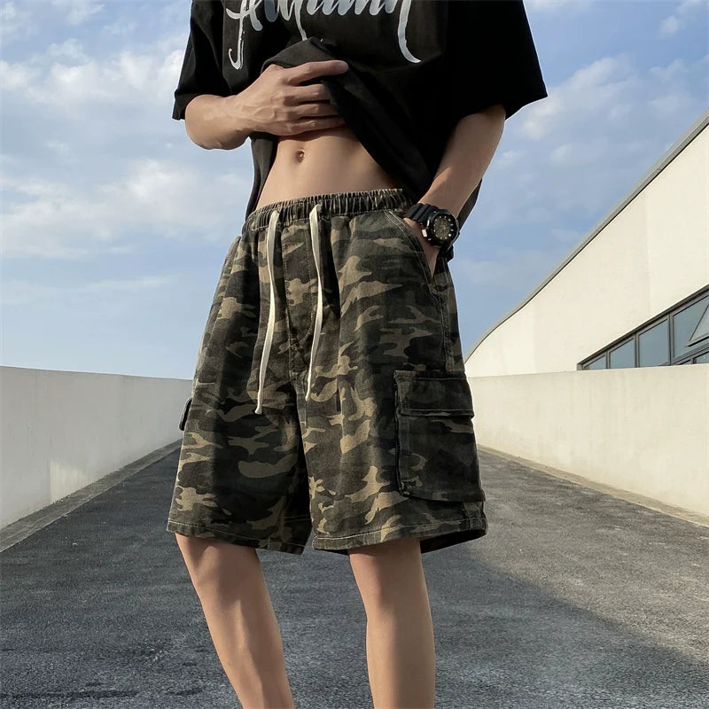 Camo Cargo Drawstring Shorts