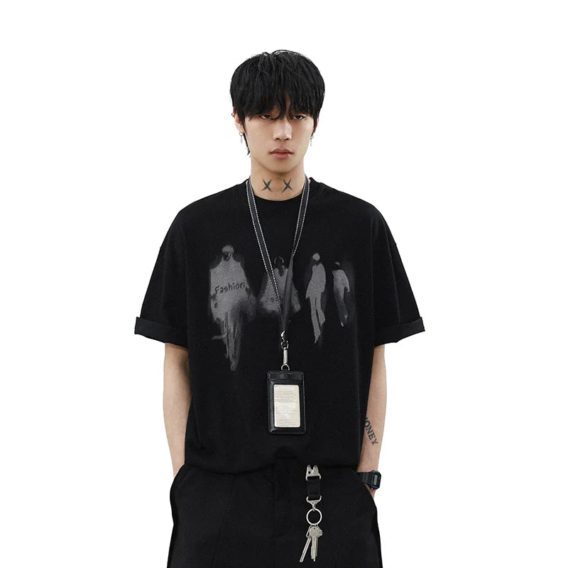 런웨이 섀도우 오버사이즈 그래픽 티셔츠