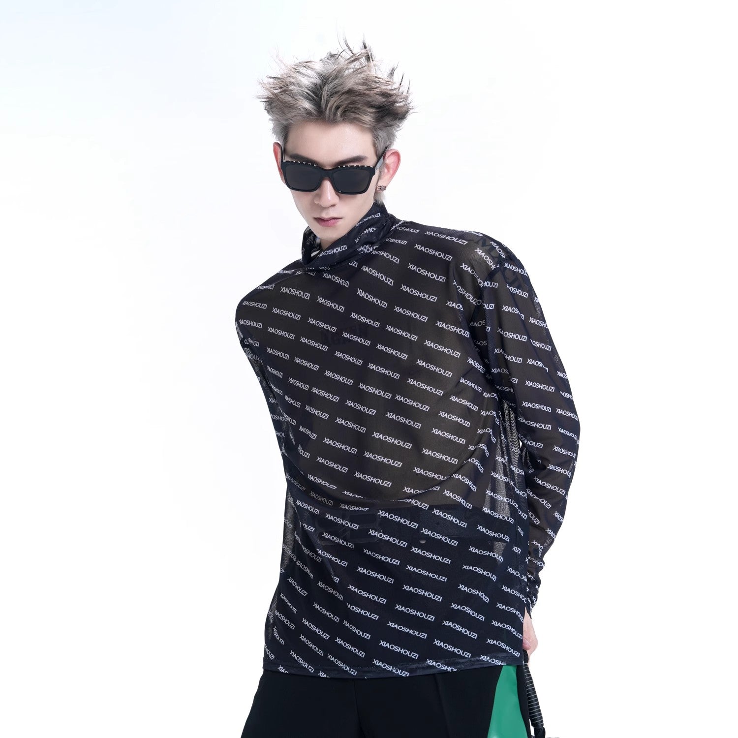 Sheer High Neck Monogram T-Shirt