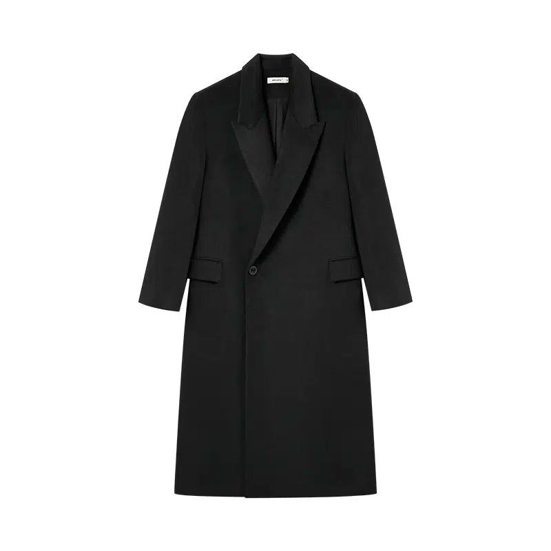 Wool Peak Lapel Coat - chiclara