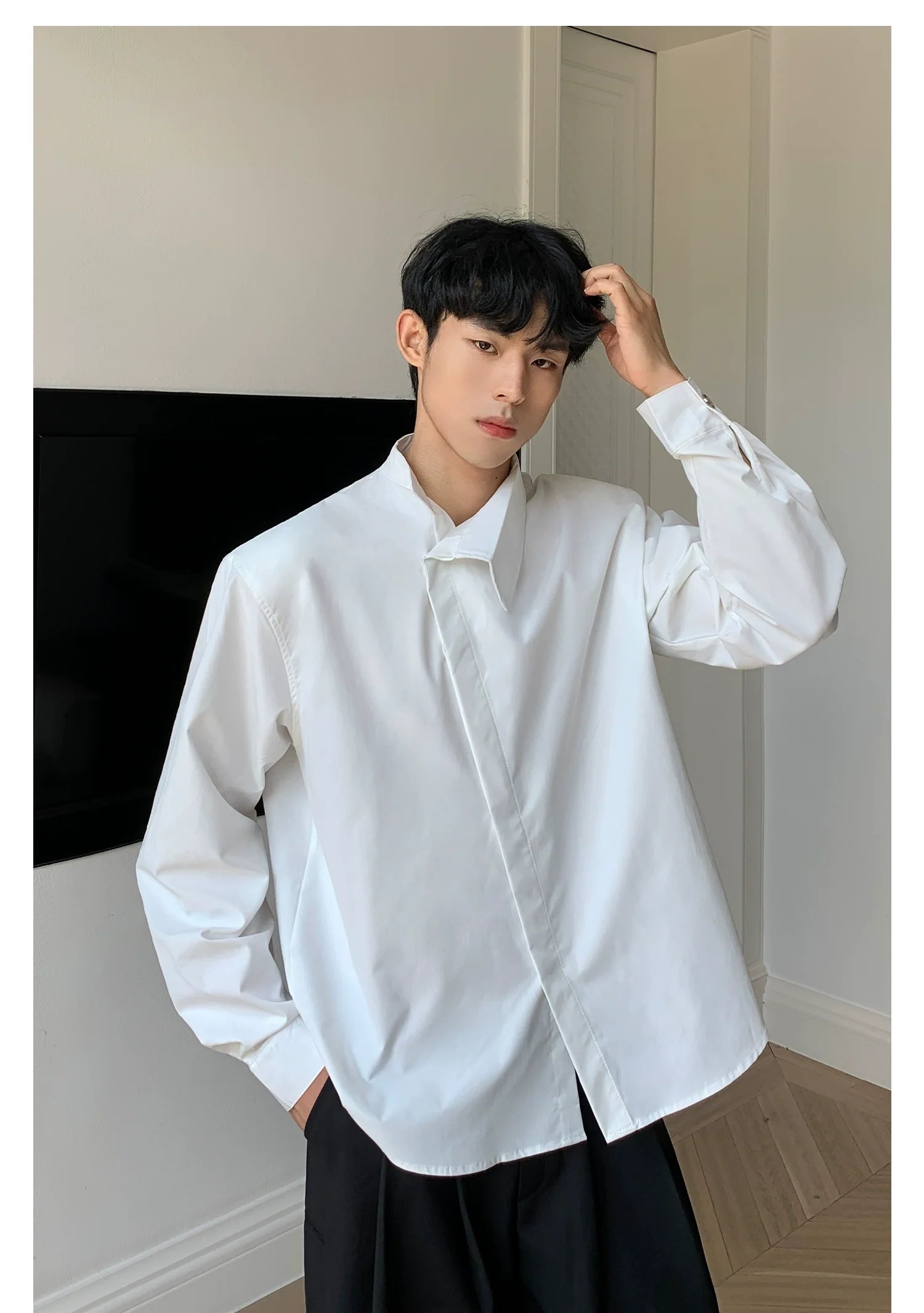 Asymmetric Collar Dress Shirt