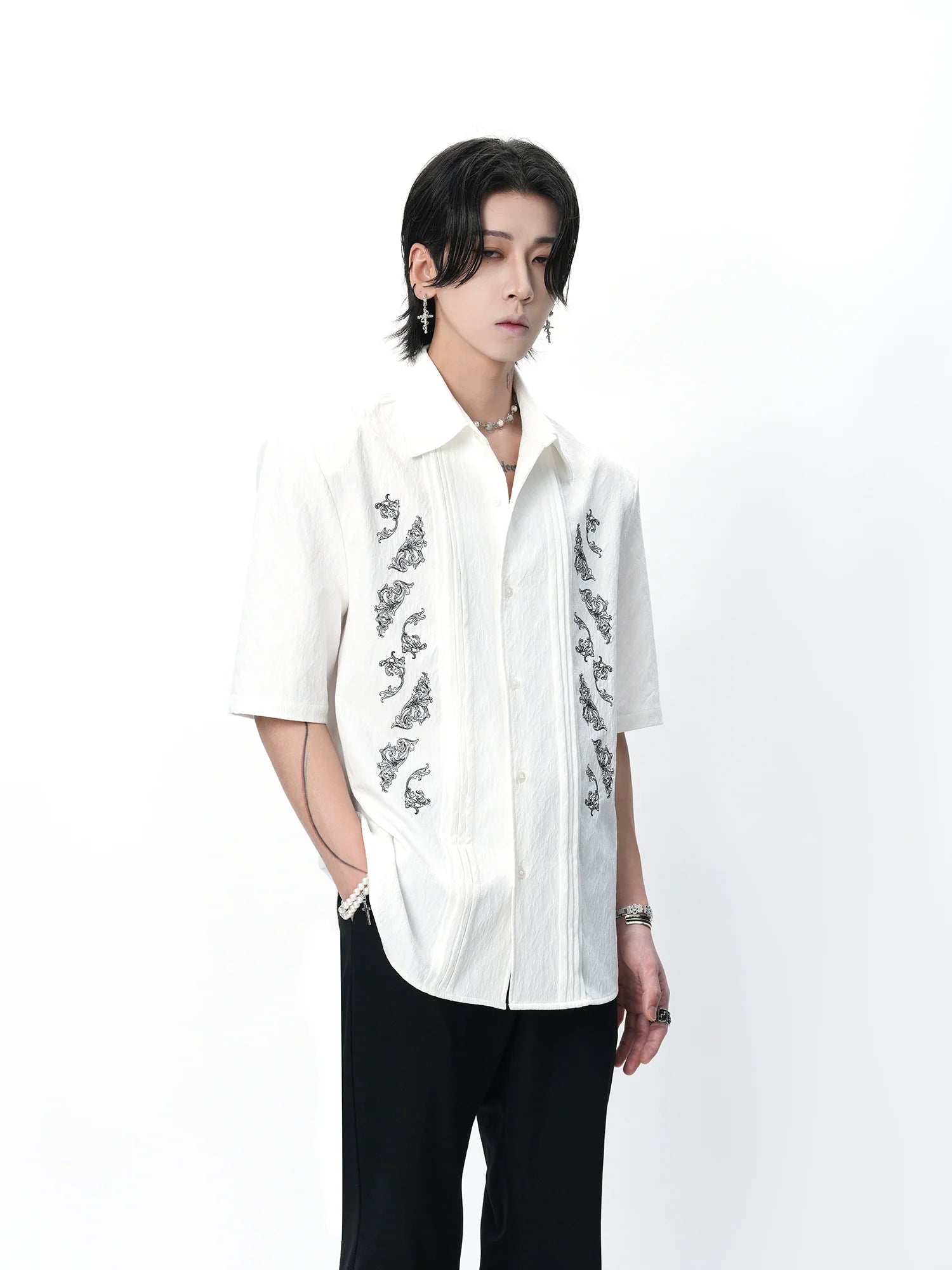 Dragon Embroidered Cuban Shirt