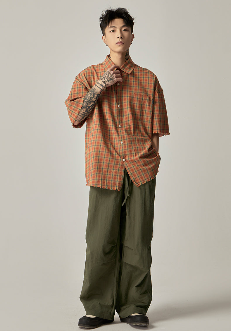 Grey Drawstring Loose Cargo Pants