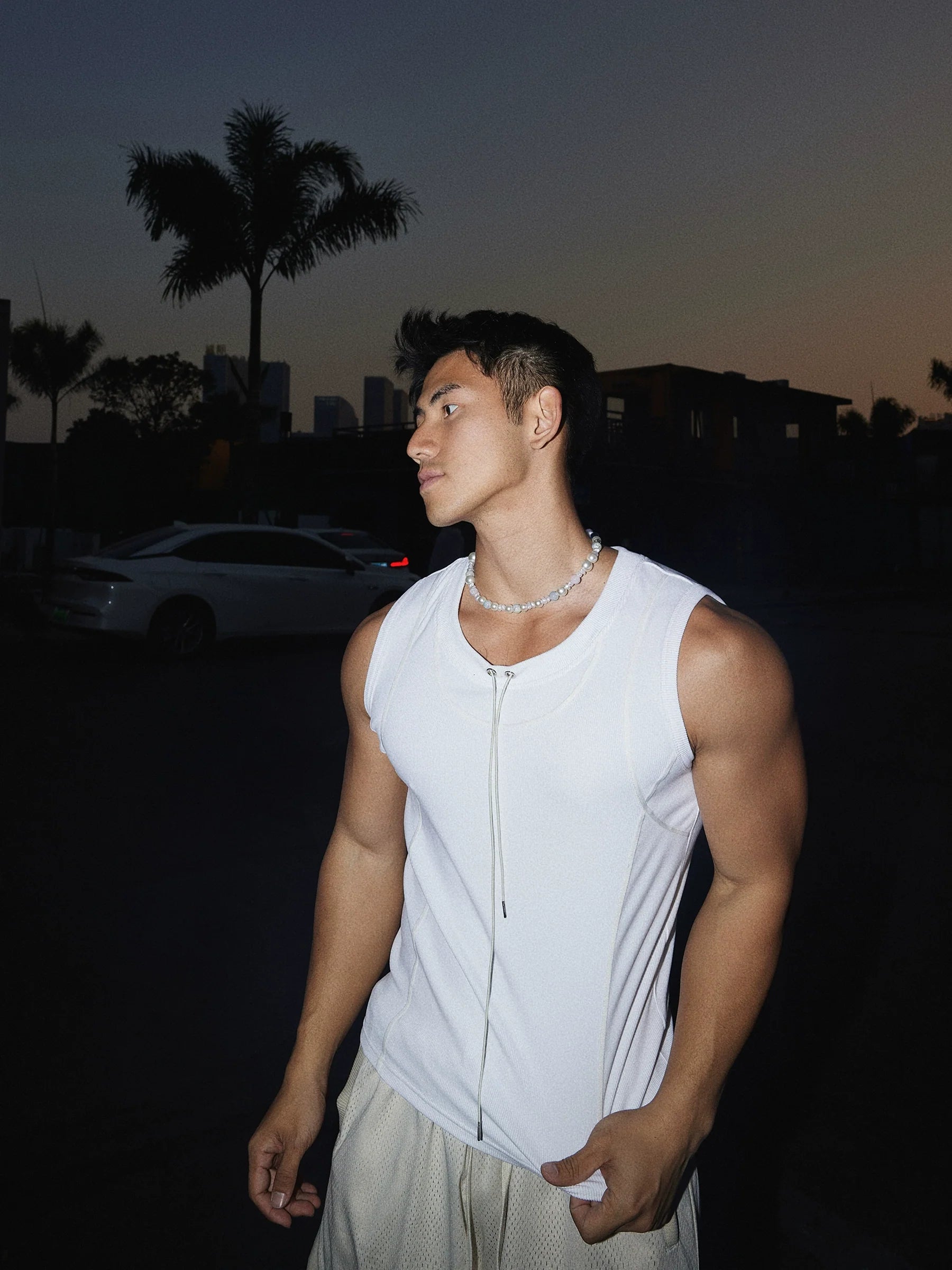 Drawstring Muscle Tank Top