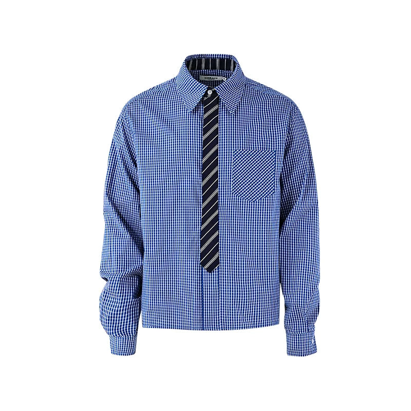 Contrast Collar Shirt and Tie Set