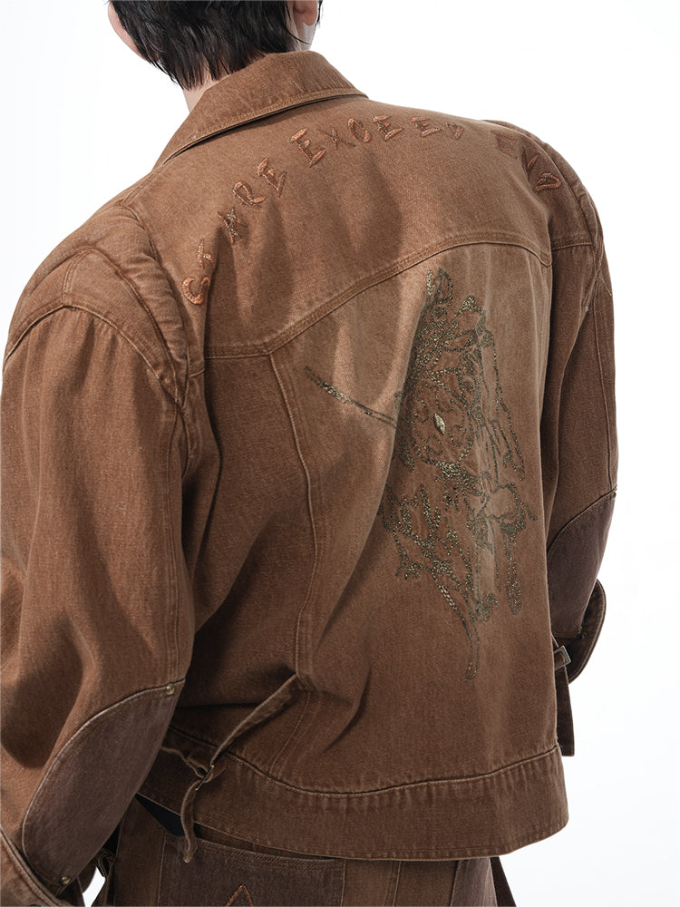 Brown Washed Denim Jacket and Jeans Setup