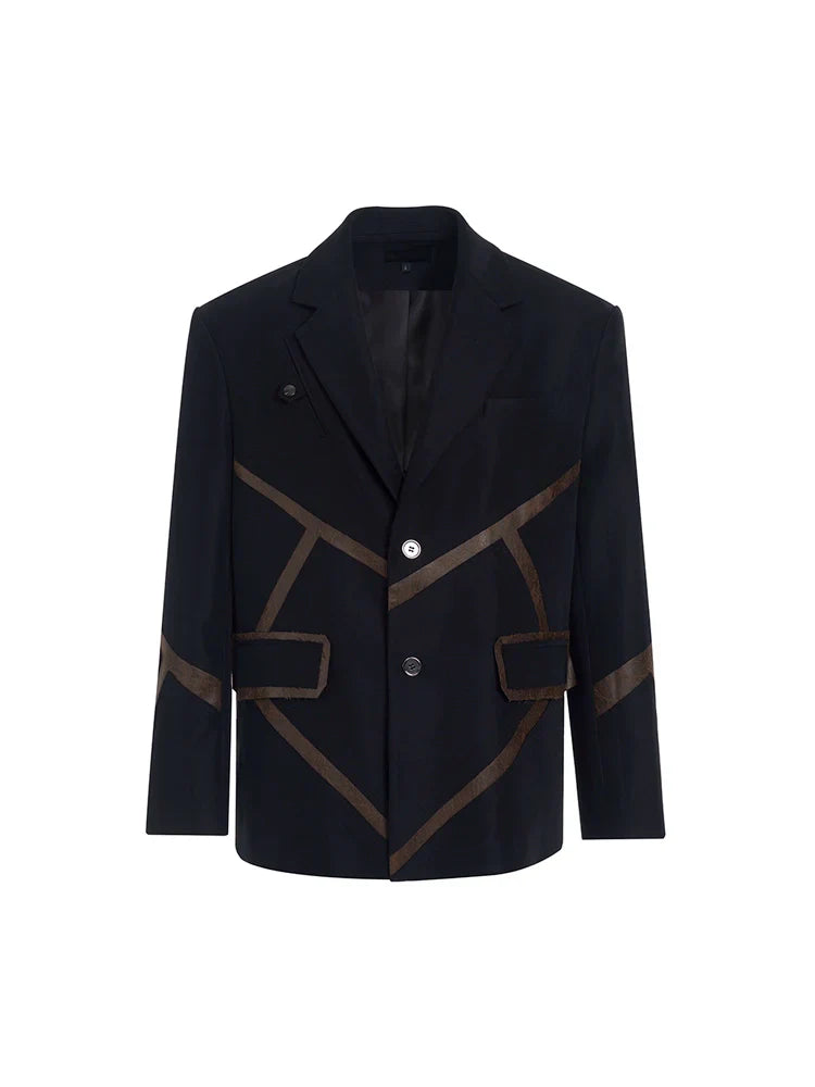 Leather Mix Oversize Double Jacket & Wide Leg Cargo Trousers Setup