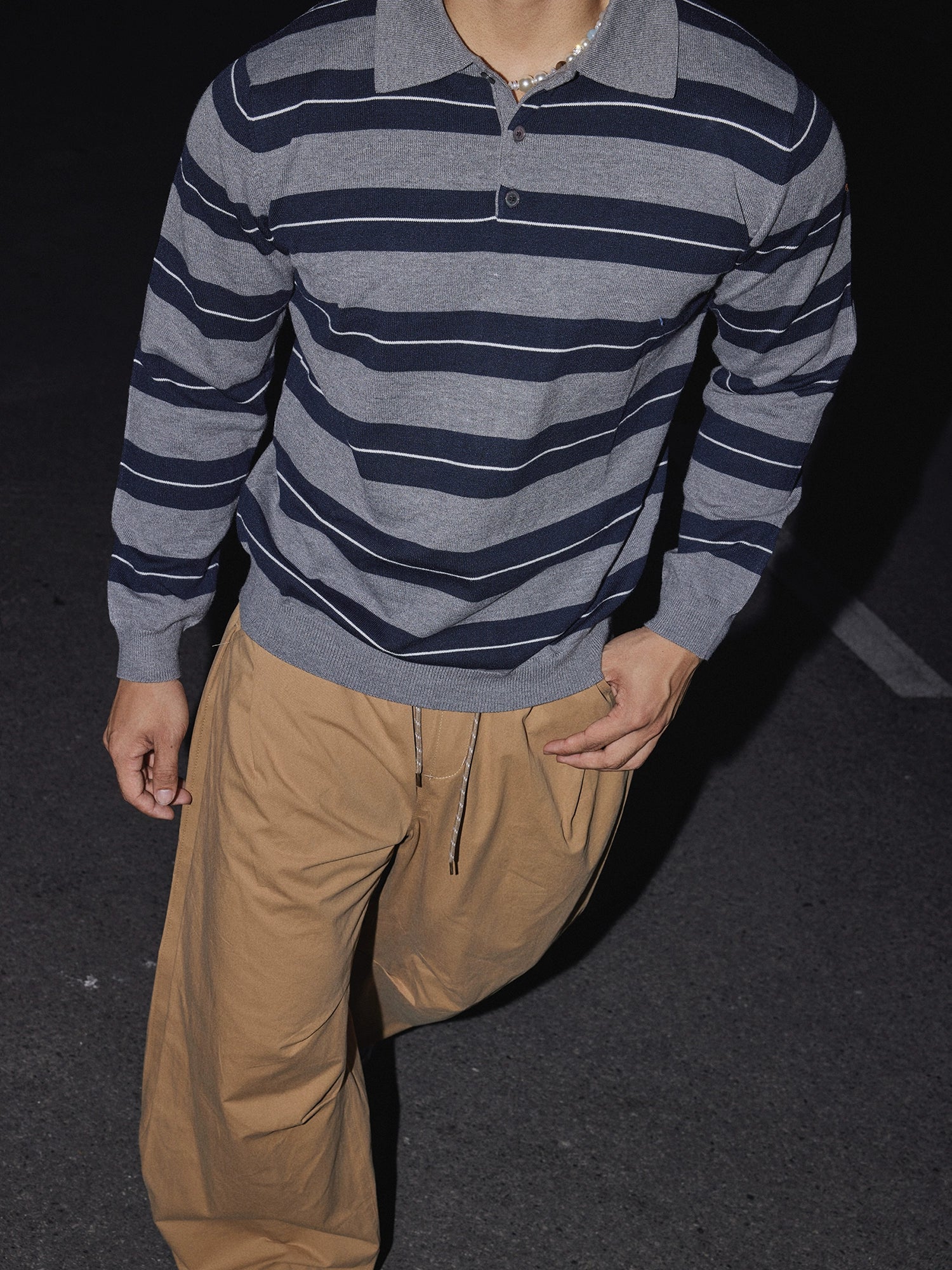 Midnight Lane Stripe Polo Sweater