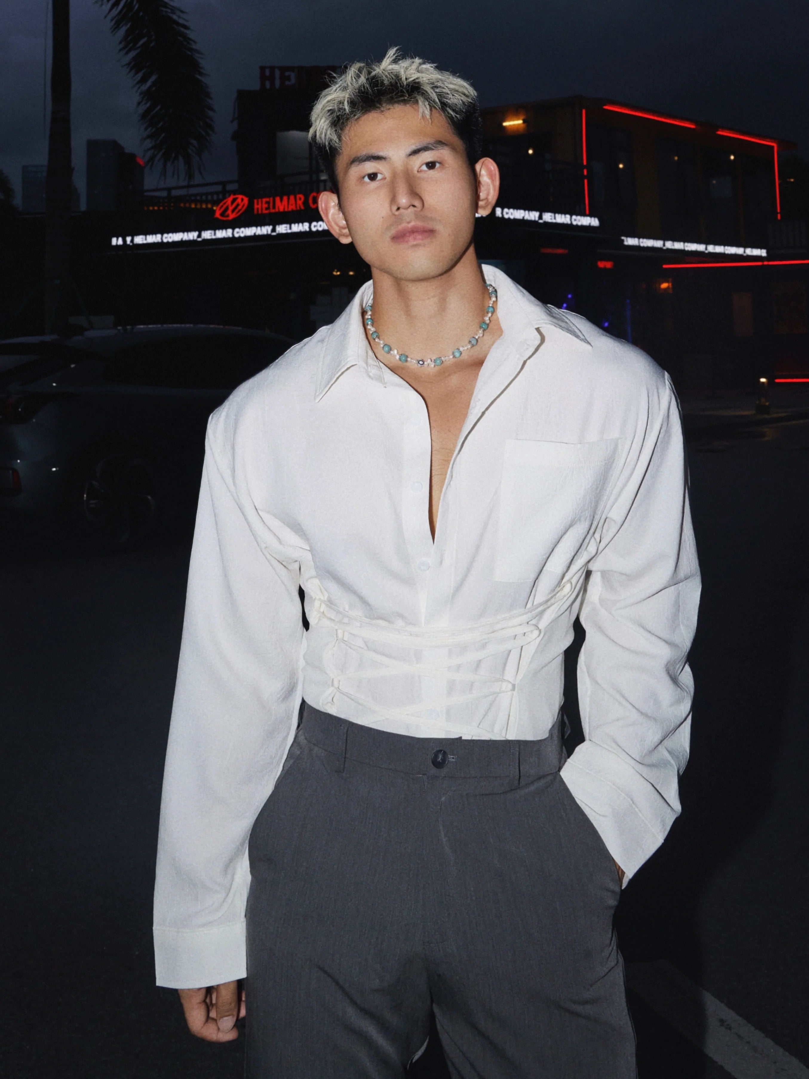 Lace-Up Corset Shirt