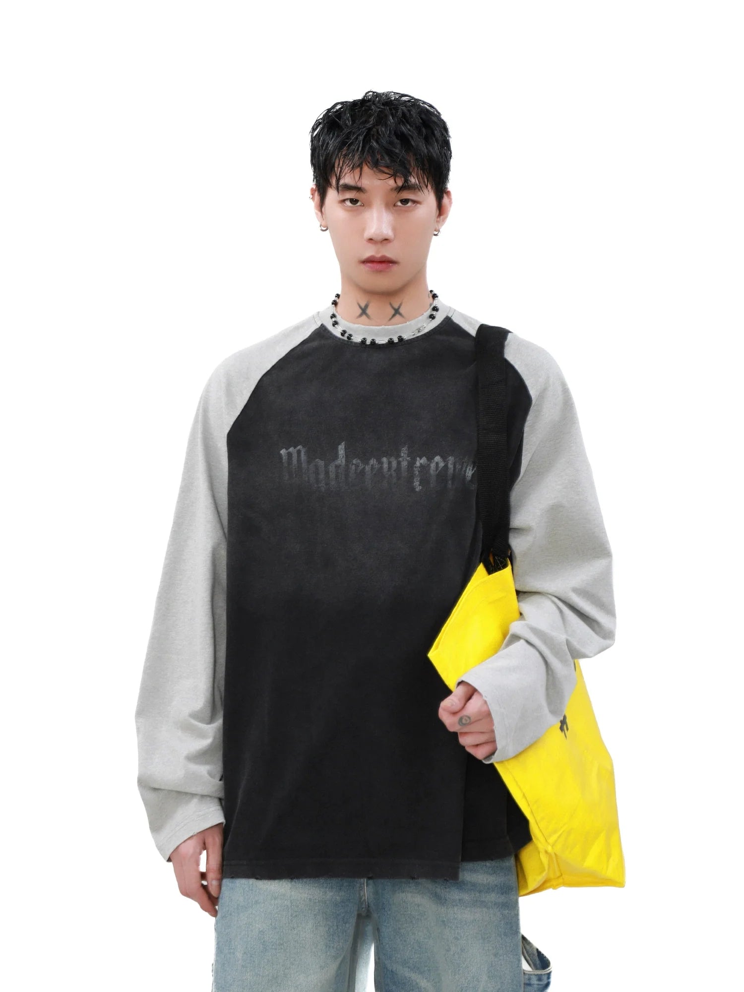 쉐도우 패널 대비 래글런 티셔츠