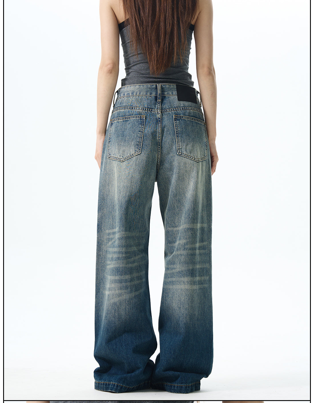 Distressed Gradient Wide-Leg Jeans