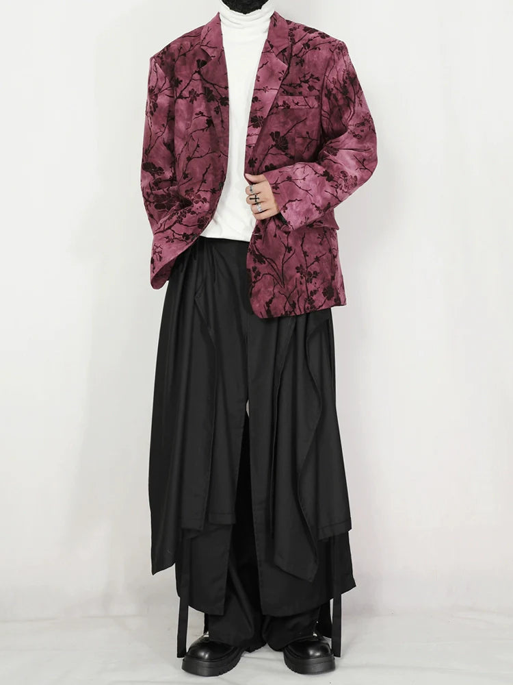 Pink Velvet Floral Pattern Blazer