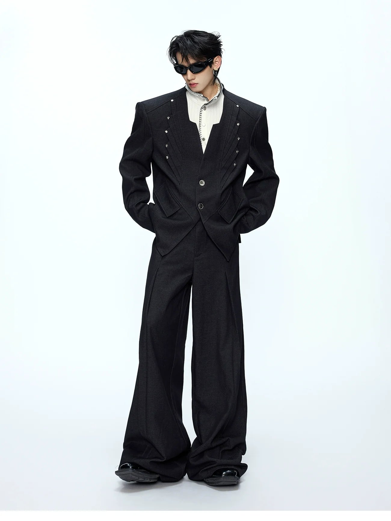 Oversized Black Wide-Leg Suit