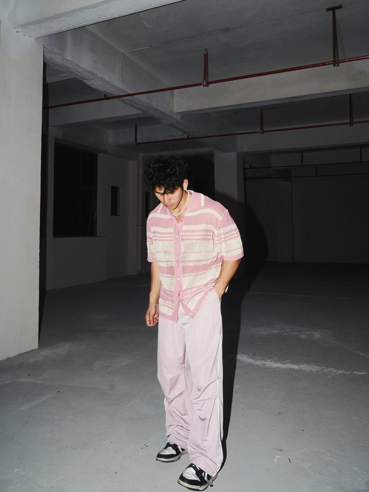Hollow Out Niche Striped Shirt