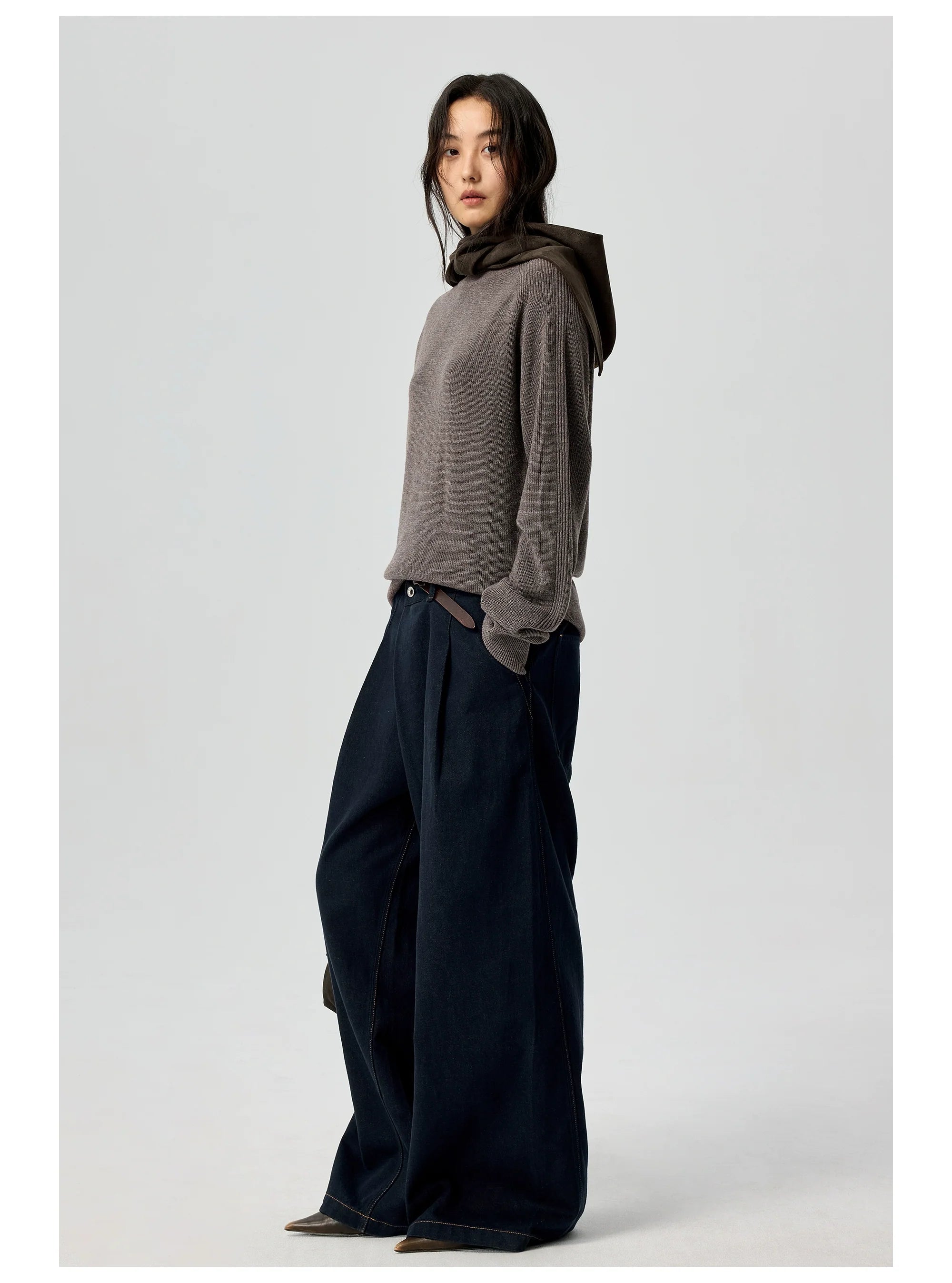 Deep Blue Wide Leg Denim Pants