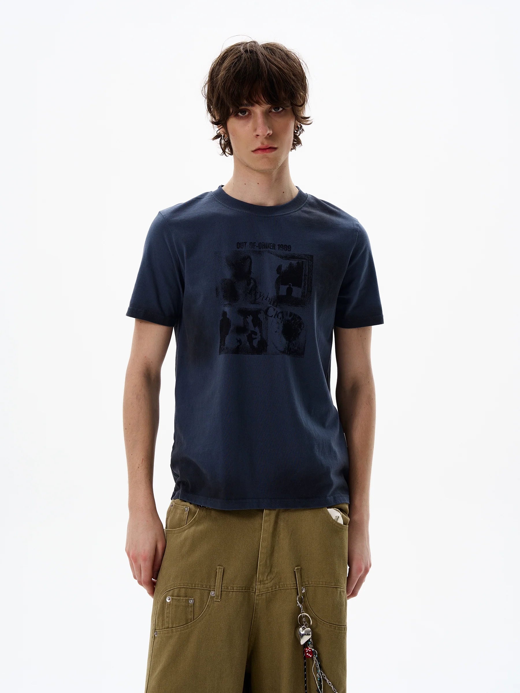 Vintage Crew Neck Graphic Print Tee