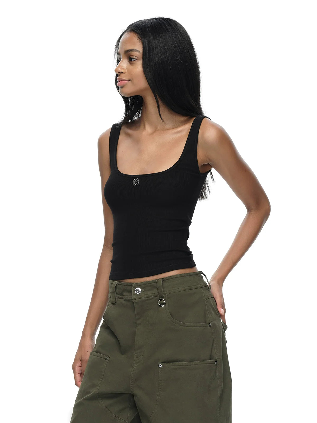 Metallic Plunge Tank Top