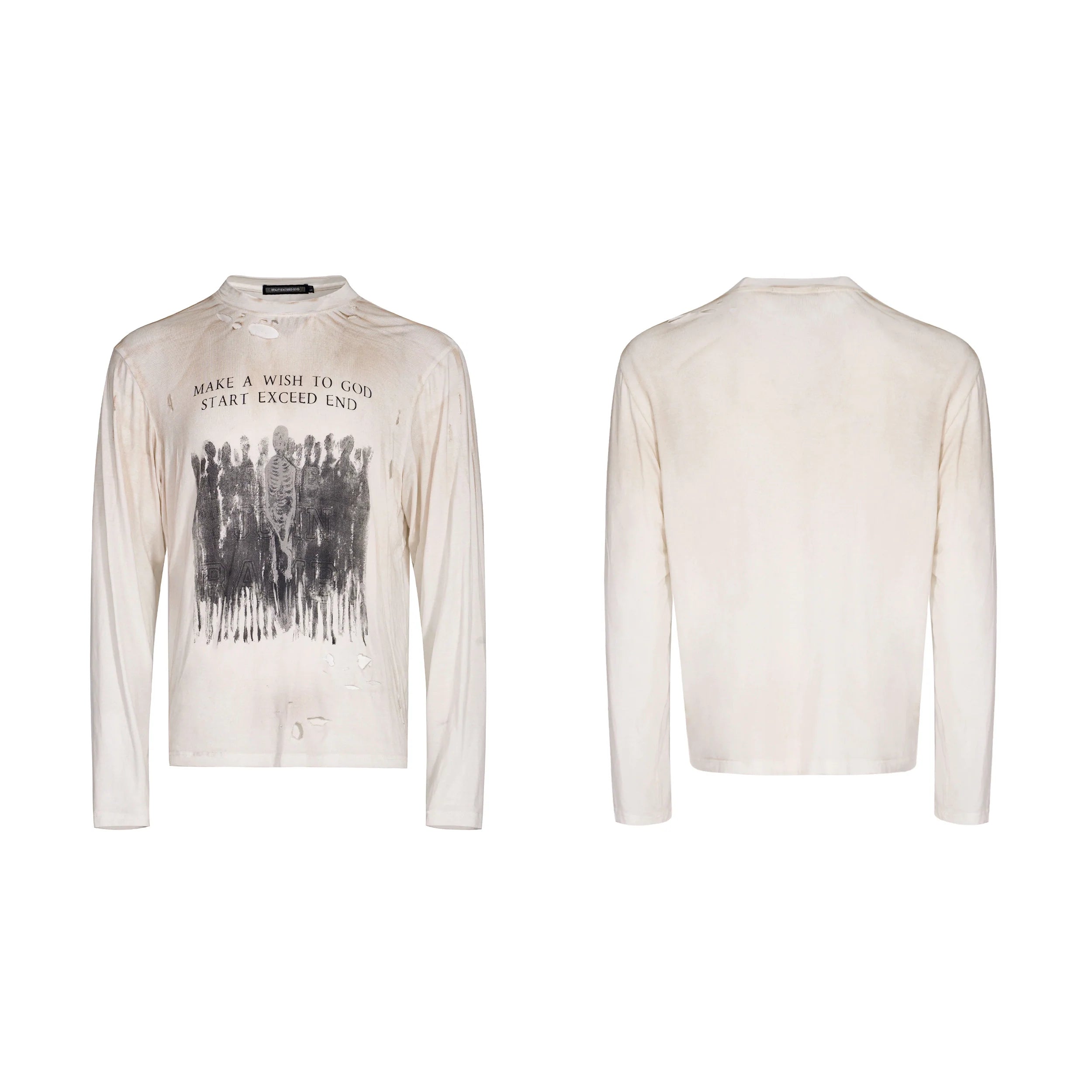 Distressed Graphic Skeleton Long Sleeve