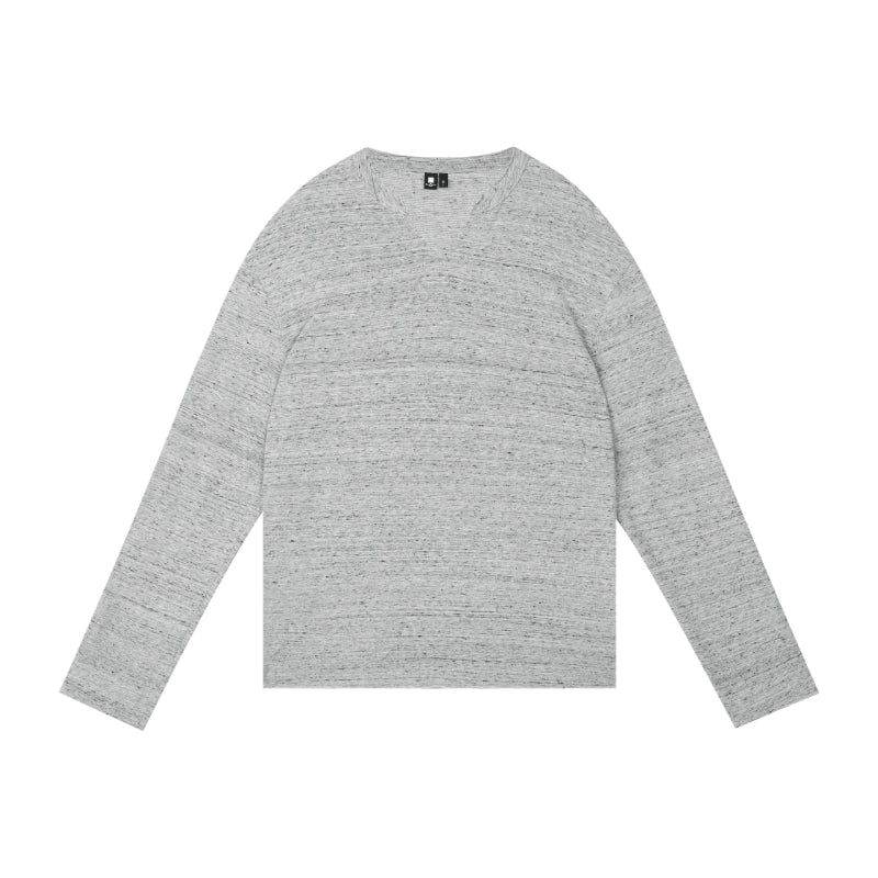 Plain V-neck Long Sleeve T-shirt