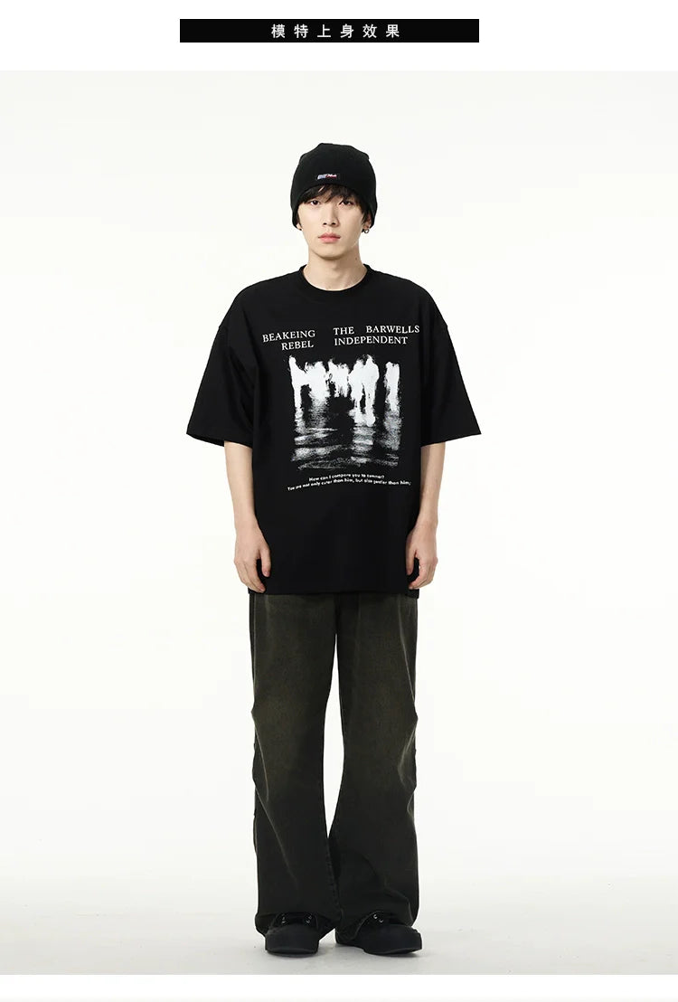 Oversized Crowd Graphic T-Shirt