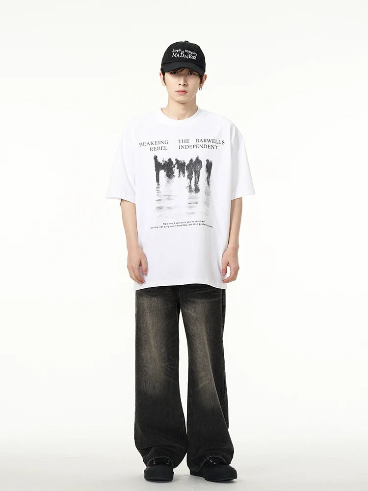 Oversized Crowd Graphic T-Shirt