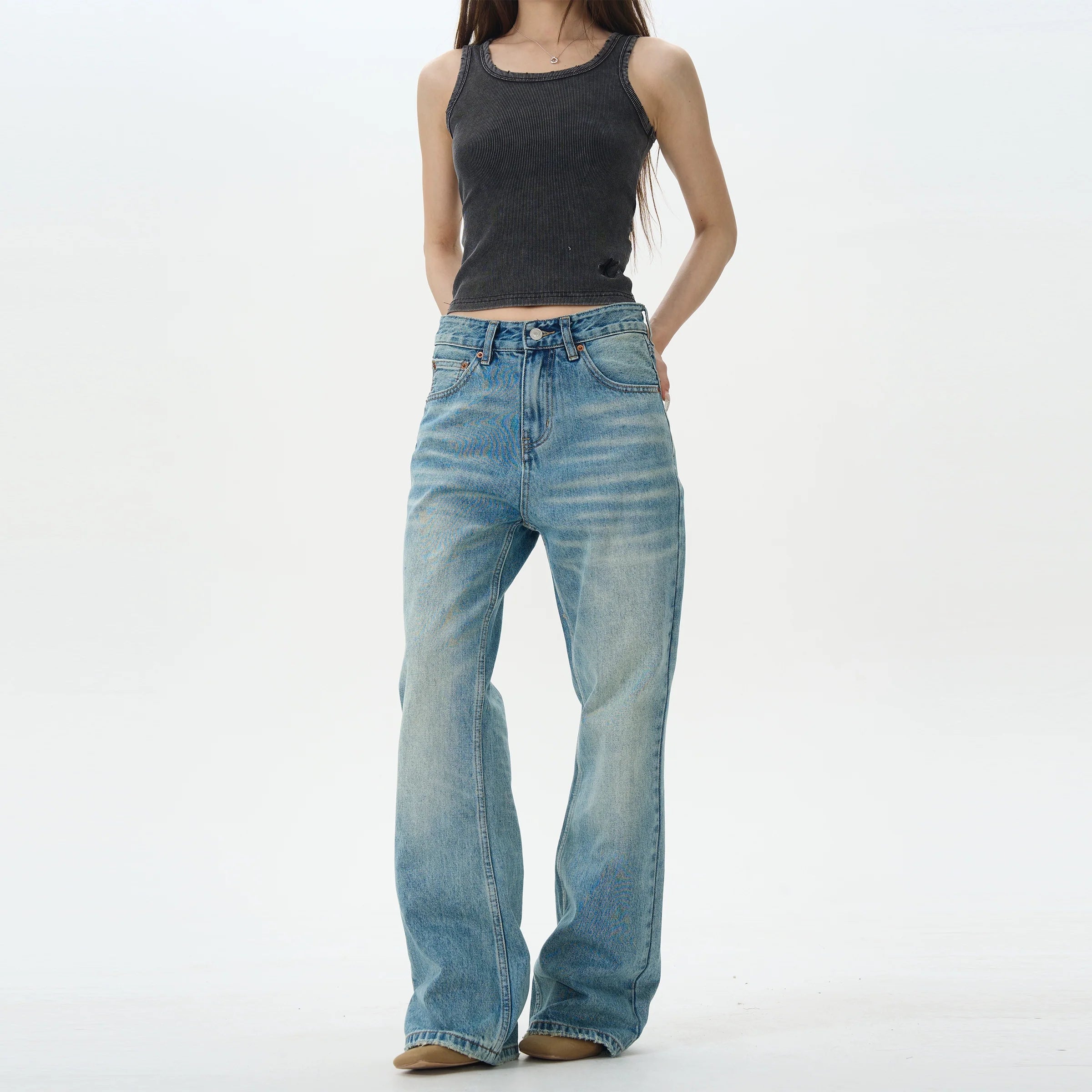 Classic Light Wash Flare Jeans