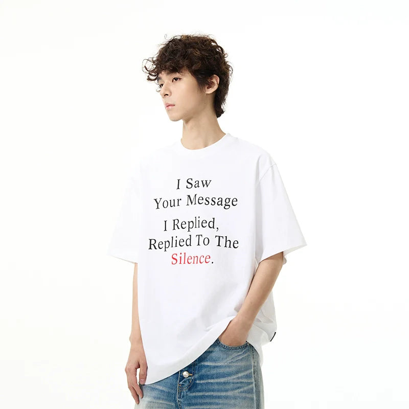 사일런스 메시지 그래픽 티셔츠