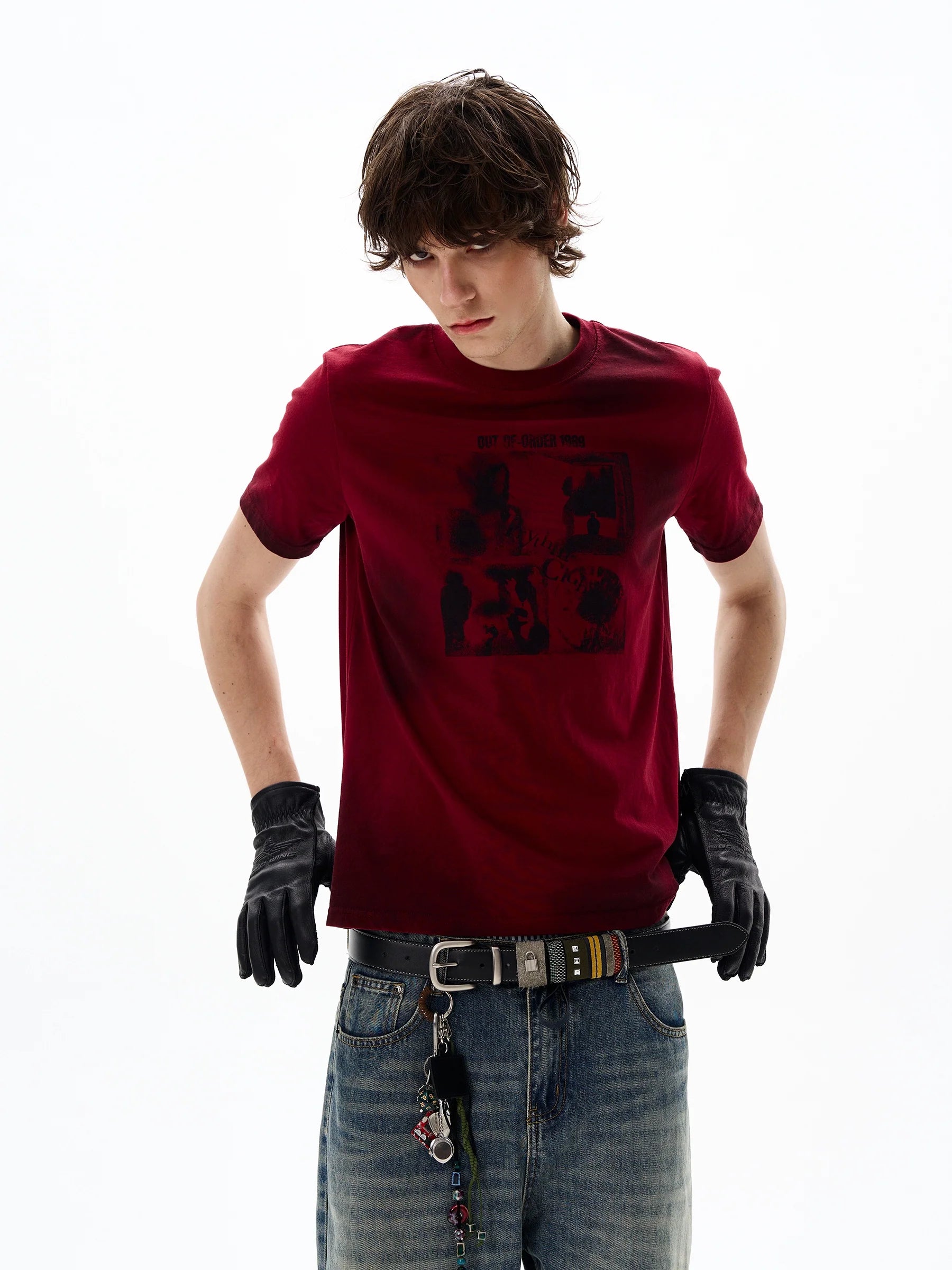 Vintage Crew Neck Graphic Print Tee