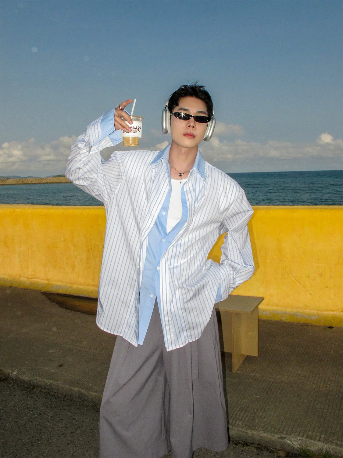 Loose Fit Striped Button Shirt