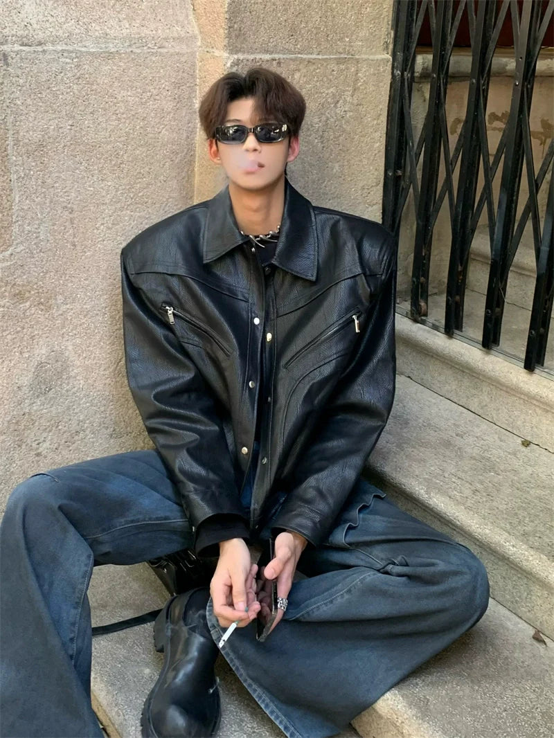 와이드 숄더 데님 재킷