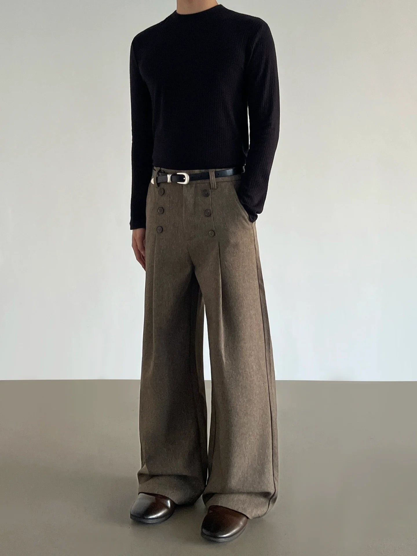 Harbor Brigade Button-Front Wide Trousers