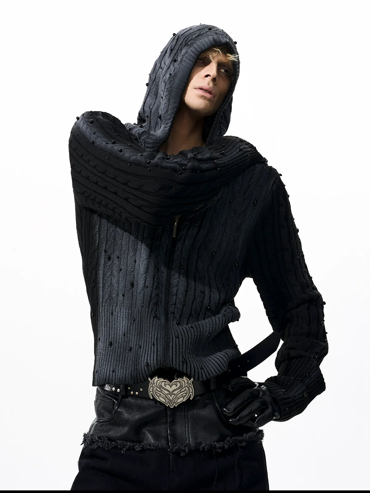 Beaded Two-Tone Sweater